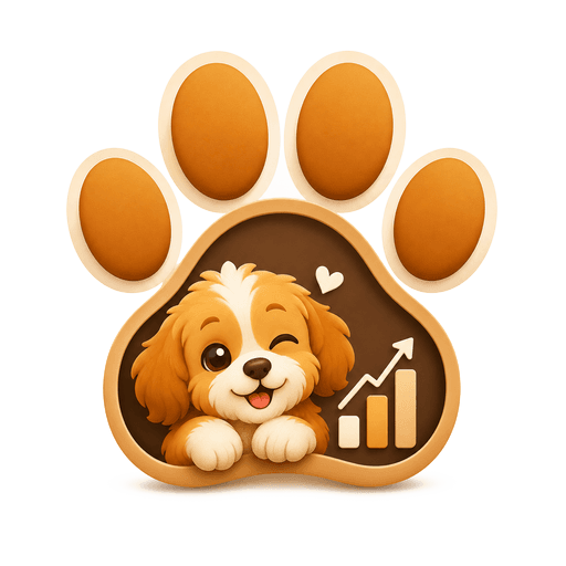 Logo do PetSoft com cachorro, patinha e gráfico de crescimento